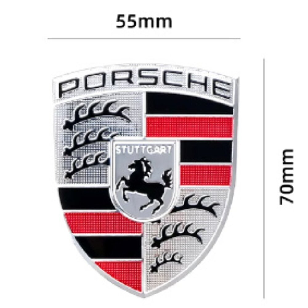 Large Silver Aluminum Brand New PORSCHE STUTTGART HOTROD Emblem